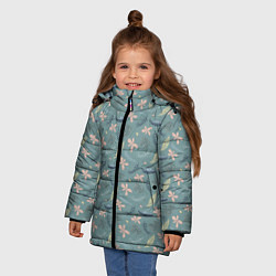 Куртка зимняя для девочки Цветочный принт Декоративный винтажный узор с цвет, цвет: 3D-черный — фото 2