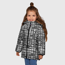 Куртка зимняя для девочки Геометри Даш паттерн Geometry Dash, цвет: 3D-красный — фото 2