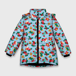 Куртка зимняя для девочки Christmas Background, цвет: 3D-черный
