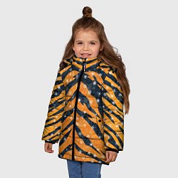 Куртка зимняя для девочки Новогодняя шкура тигра, цвет: 3D-светло-серый — фото 2