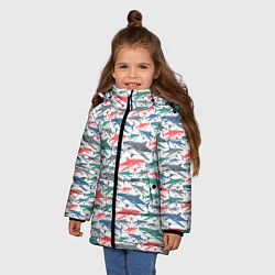 Куртка зимняя для девочки Разноцветные Акулы, цвет: 3D-светло-серый — фото 2