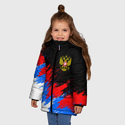 Куртка зимняя для девочки РОССИЯ, БРЫЗГИ КРАСОК, ТРИКОЛОР, цвет: 3D-черный — фото 2