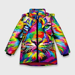Зимняя куртка для девочки Тигр в стиле поп-арт