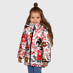 Куртка зимняя для девочки Русская национальная роспись, цвет: 3D-красный — фото 2