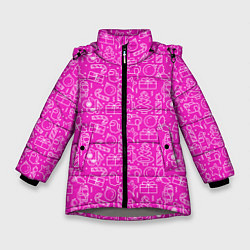 Куртка зимняя для девочки Рattern аmong us, цвет: 3D-светло-серый