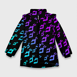 Куртка зимняя для девочки JOJOS BIZARRE ADVENTURE NEON PATTERN НЕОН УЗОР, цвет: 3D-черный