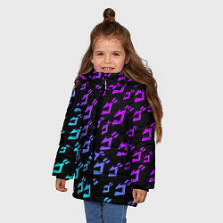 Куртка зимняя для девочки JOJOS BIZARRE ADVENTURE NEON PATTERN НЕОН УЗОР, цвет: 3D-черный — фото 2