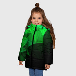 Куртка зимняя для девочки Изумрудный Зеленый Геометрия, цвет: 3D-черный — фото 2