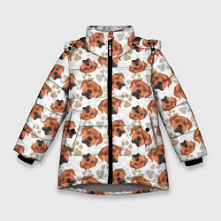 Куртка зимняя для девочки Собака Родезийский Риджбек, цвет: 3D-светло-серый