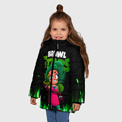 Куртка зимняя для девочки LOLA ЛОЛА BRAWLSTARS зеленый огонь, цвет: 3D-красный — фото 2