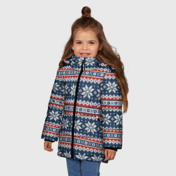 Куртка зимняя для девочки Knitted Christmas Pattern, цвет: 3D-светло-серый — фото 2