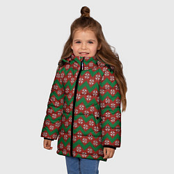 Куртка зимняя для девочки Knitted Snowflake Pattern, цвет: 3D-красный — фото 2