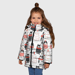 Куртка зимняя для девочки НОВОГОДНИЕ КОТИКИ 2022, цвет: 3D-черный — фото 2