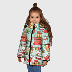 Куртка зимняя для девочки Рождественский узорный принт, цвет: 3D-светло-серый — фото 2