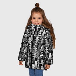 Куртка зимняя для девочки Лес абстрактных ёлок, цвет: 3D-черный — фото 2