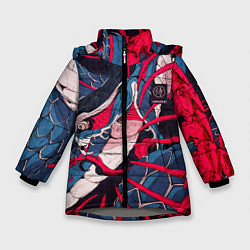 Куртка зимняя для девочки Самурай Якудза, змей, скелет, цвет: 3D-светло-серый