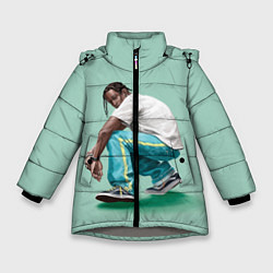 Куртка зимняя для девочки Мятный АСАП, цвет: 3D-светло-серый