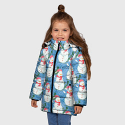 Куртка зимняя для девочки Много снеговиков, цвет: 3D-черный — фото 2