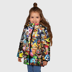 Куртка зимняя для девочки SUPER SMASH BROS ГЕРОИ ИГРЫ, цвет: 3D-черный — фото 2