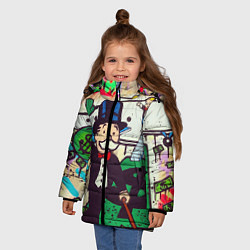 Куртка зимняя для девочки Alec Monopoly ART, цвет: 3D-черный — фото 2