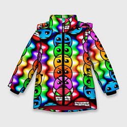 Куртка зимняя для девочки Geometry Dash: Smiles, цвет: 3D-красный