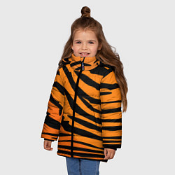 Куртка зимняя для девочки Шкура шерсть тигра, цвет: 3D-светло-серый — фото 2