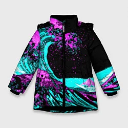 Куртка зимняя для девочки НЕОНОВАЯ ЯПОНИЯ, ВОЛНА, ФУДЗИЯМА NEON JAPAN, цвет: 3D-черный