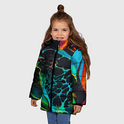 Куртка зимняя для девочки Огни большого города, цвет: 3D-черный — фото 2