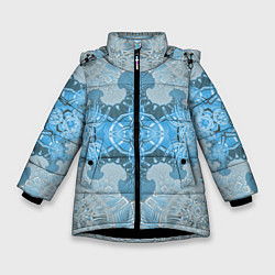 Куртка зимняя для девочки Коллекция Фрактальная мозаика Голубой 292-6-n, цвет: 3D-черный