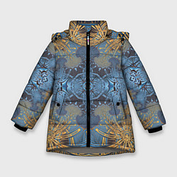 Зимняя куртка для девочки Коллекция Фрактальная мозаика Желто-синий 292-6-n1