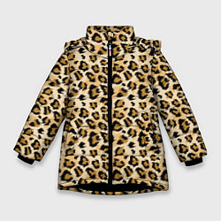 Куртка зимняя для девочки Пятна Дикого Леопарда, цвет: 3D-черный