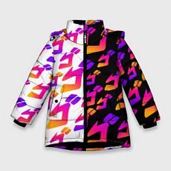 Куртка зимняя для девочки JOJO BIZARRE ADVENTURE ДЖО ДЖО УЗОР, цвет: 3D-черный