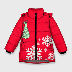 Куртка зимняя для девочки НОВОГОДНИЙ ДРАКОНЧИК, цвет: 3D-светло-серый