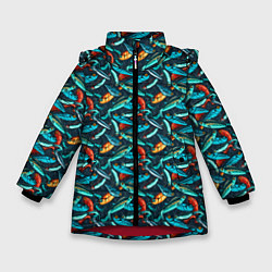 Куртка зимняя для девочки Рыболовные Воблеры, цвет: 3D-красный