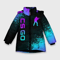 Куртка зимняя для девочки CS GO NEON SYMBOL STYLE SKIN КС ГО НЕОН, цвет: 3D-черный