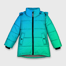 Куртка зимняя для девочки Бирюзовый градиент В небольшую клеточку, цвет: 3D-светло-серый