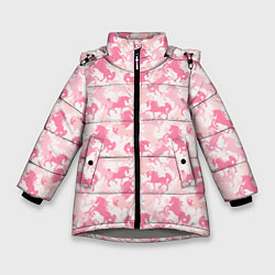 Куртка зимняя для девочки Розовые Единороги, цвет: 3D-светло-серый