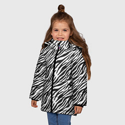 Куртка зимняя для девочки Чёрно-Белые полоски Зебры, цвет: 3D-светло-серый — фото 2