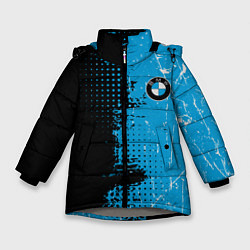 Куртка зимняя для девочки BMW - КРАСКИ, цвет: 3D-светло-серый