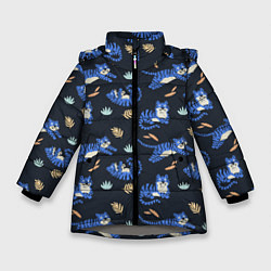 Куртка зимняя для девочки Тигры 2022, цвет: 3D-светло-серый