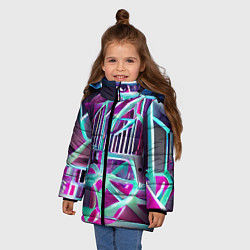 Куртка зимняя для девочки Неоновая трубка, цвет: 3D-черный — фото 2