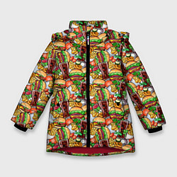 Куртка зимняя для девочки Быстрое Питание и Напитки, цвет: 3D-красный