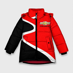 Куртка зимняя для девочки Chevrolet Логотип, цвет: 3D-красный