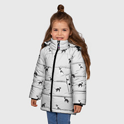 Куртка зимняя для девочки Черно-белые собачки паттерн, цвет: 3D-светло-серый — фото 2