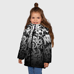 Куртка зимняя для девочки GRAFFITI WHITE TAGS ГРАФФИТИ, цвет: 3D-черный — фото 2