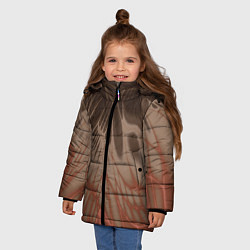 Куртка зимняя для девочки Коллекция Rays Лучи Коричневый Абстракция 662-27-w, цвет: 3D-черный — фото 2
