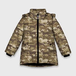 Куртка зимняя для девочки Бегущие Дикие Лошади, цвет: 3D-черный