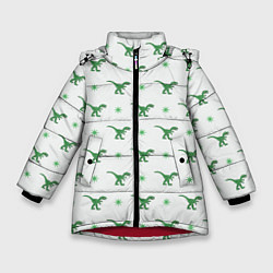 Куртка зимняя для девочки Динозавры паттерн, цвет: 3D-красный