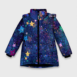 Куртка зимняя для девочки Звездное небо мечтателя, цвет: 3D-черный