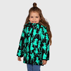 Куртка зимняя для девочки НЕОНОВЫЕ ГЕРОИ ГЕНШИН ИМПАКТ, цвет: 3D-светло-серый — фото 2